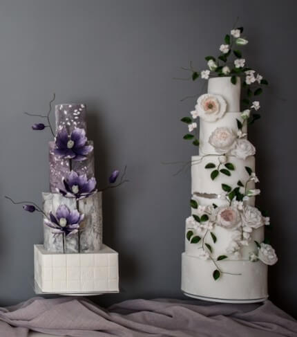 Modern textured wedding cakes Devon