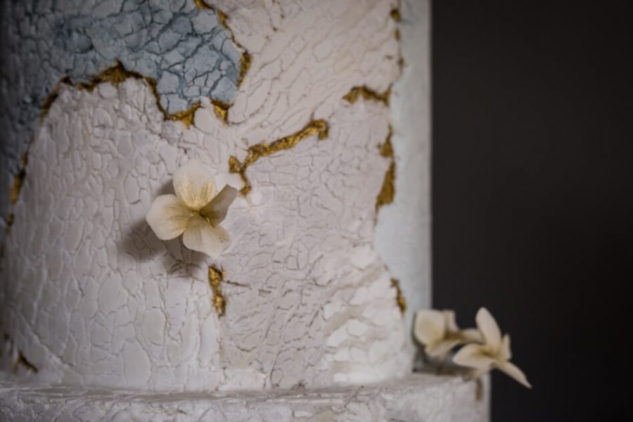 Textured Kintsugi wedding cake Devon